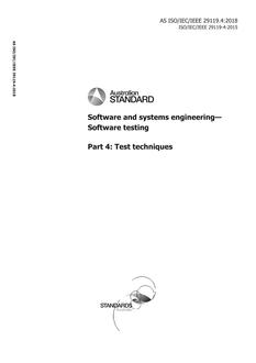 AS ISO/IEC/IEEE 29119.4: 08/07/2018 Software and systems engineering – Software testing, Part 4: Test techniques