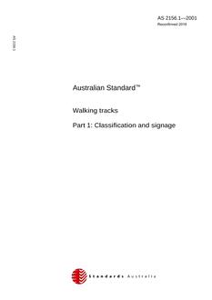 AS 2156.1: 05/28/2001 Walking tracks, Part 1: Classification and signage