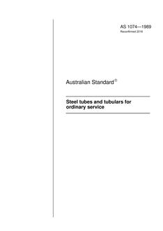 AS 1074: 04/10/1989 Steel tubes and tubulars for ordinary service