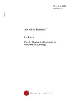 AS 4145.3: 05/05/2001 Locksets, Part 3: Mechanical locksets for windows in buildings