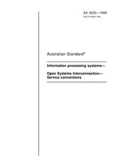 AS 3620: 12/31/1988 Information processing systems – Open Systems Interconnection – Service conventions