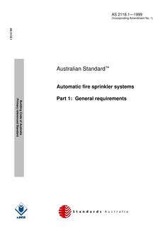 AS 2118.1: 01/01/1999 Automatic fire sprinkler systems – General requirements