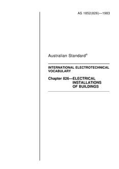 AS 1852.826: 12/02/1983 International electrotechnical vocabulary – Electrical installations of buildings