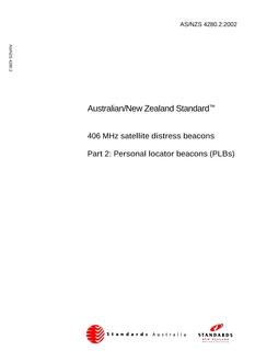 AS/NZS 4280.2: 01/11/2002 406 MHz satellite distress beacons, Part 2: Personal locator beacons (PLBs)