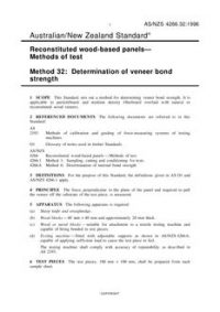 AS/NZS 4266.32: 06/05/1996 Reconstituted wood-based panels – Methods of test, Method 32: Determination of veneer bond strength