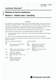 AS 1683.1: 01/01/2002 Methods of test for elastomers, Method 1: Rubber latex – Sampling