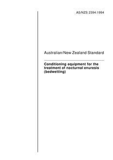AS/NZS 2394: 05/16/1994 Conditioning equipment for the treatment of nocturnal enuresis (bedwetting)