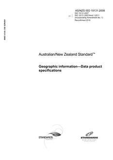 AS/NZS ISO 19131: 09/16/2008 Geographic information – Data product specifications
