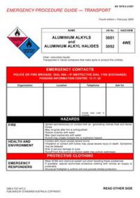 AS 1678.4.2.001: 02/14/2005 Emergency procedure guide – Transport – Aluminium alkyls and aluminium alkyl halides