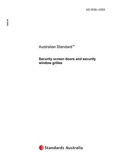 AS 5039: 01/01/2003 Security screen doors and security window grilles