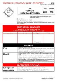 AS 1678.6.0.006: 12/05/1998 Emergency procedure guide – Transport – Toluene diisocyanate (TDI)