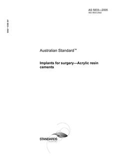 AS 5833: 09/20/2005 Implants for surgery – Acrylic resin cements