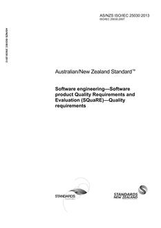 AS/NZS ISO/IEC 25030: 05/24/2013 Software engineering – Software product Quality Requirements and Evaluation (SQuaRE) – Quality requirements