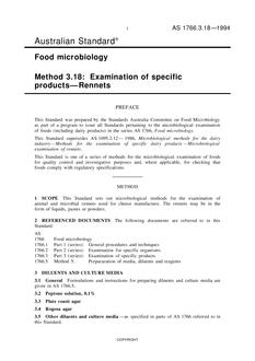 AS 1766.3.18: 01/01/1994 Food microbiology, Method 3.18: Examination of specific products – Rennets