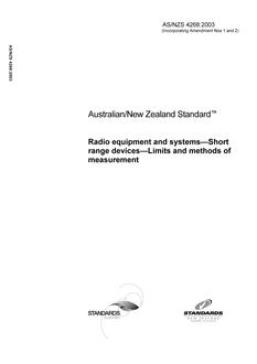 AS/NZS 4268: 12/29/2003 Radio equipment and systems – Short range devices – Limits and methods of measurement