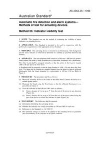 AS 2362.25: 01/01/1996 Automatic fire detection and alarm systems – Methods of test for actuating devices – Indicator visibility test