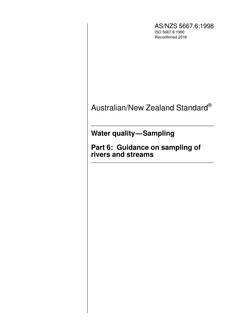 AS/NZS 5667.6: 04/05/1998 Water quality – Sampling, Part 6: Guidance on sampling of rivers and streams