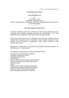 AS 3706.12: 06/29/2001 Geotextiles – Methods of test, Method 12: Determination of durability – Resistance to degradation by hydrocarbons or chemical reagents
