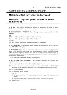 AS/NZS 2098.6: 12/05/1996 Methods of test for veneer and plywood, Method 6: Depth of peeler checks in veneer and plywood