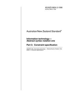 AS/NZS 8824.3: 02/05/1998 Information technology – Abstract syntax notation one, Part 3: Constraint specification
