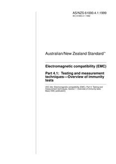 AS/NZS 61000.4.1: 03/05/1999 Electromagnetic compatibility (EMC), Part 4.1: Testing and measurement techniques – Overview of immunity tests