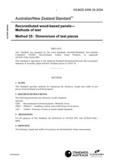 AS/NZS 4266.35: 03/26/2004 Reconstituted wood-based panels – Methods of test, Method 35: Dimensions of test pieces