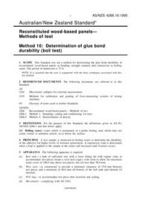 AS/NZS 4266.10: 04/05/1995 Reconstituted wood-based panels – Methods of test, Method 10: Determination of glue bond durability (boil test)