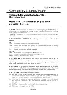AS/NZS 4266.10: 04/05/1995 Reconstituted wood-based panels – Methods of test, Method 10: Determination of glue bond durability (boil test)