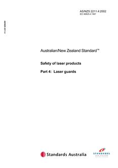 AS/NZS 2211.4: 10/01/2002 Safety of laser products, Part 4: Laser guards