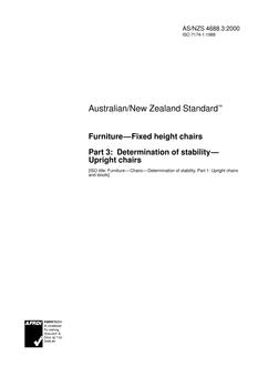 AS/NZS 4688.3: 02/15/2000 Furniture – Fixed height chairs, Part 3: Determination of stability – Upright chairs