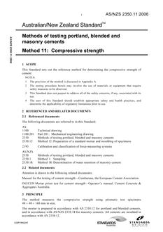 AS/NZS 2350.11: 12/29/2006 Methods of testing portland, blended and masonry cements, Method 11: Compressive strength