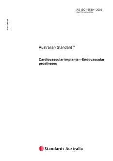 AS ISO 15539: 06/30/2003 Cardiovascular implants – Endovascular prostheses