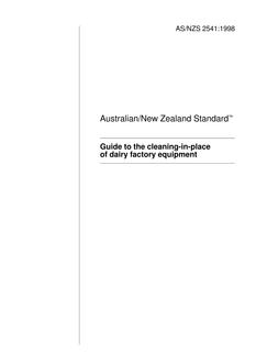 AS/NZS 2541: 12/05/1998 Guide to the cleaning-in-place of dairy factory equipment