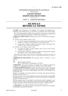 AS 2542.2.3: 12/31/1987 Sensory analysis of foods – Specific methods – Rating