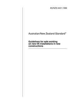 AS/NZS 4431: 12/05/1996 Guidelines for safe working on new lift installations in new constructions