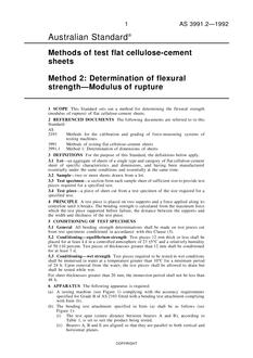 AS 3991.2: 01/01/1992 Methods of testing flat cellulose-cement sheets – Determination of flexural strength – Modulus of rupture