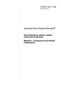 AS/NZS 1660.1: 03/05/1998 Test methods for electric cables, cords and conductors, Method 1: Conductors and metallic components