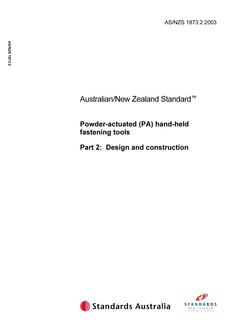 AS/NZS 1873.2: 03/05/2003 Powder-actuated (PA) hand-held fastening tools, Part 2: Design and construction