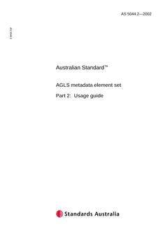 AS 5044.2: 01/01/2002 AGLS Metadata element set – Usage guide