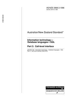 AS/NZS 3968.3: 11/05/1998 Information technology – Database languages – SQL, Part 3: Call-level interface