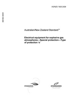 AS/NZS 1826: 05/30/2008 Electrical equipment for explosive gas atmospheres – Special protection – Type of protection ‘s’