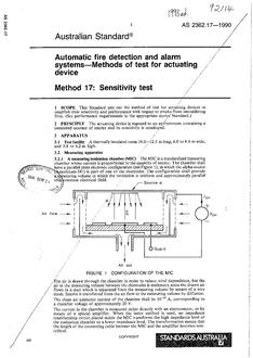 AS 2362.17: 08/05/1990 Automatic fire detection and alarm systems – Methods of test for actuating devices – Sensitivity test