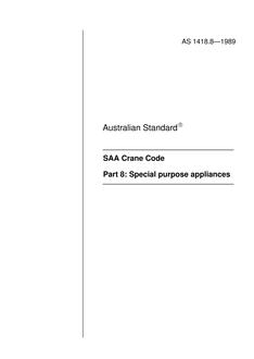AS 1418.8: 12/31/1988 Cranes (including hoists and winches) (known as the SAA Crane Code) – Special purpose appliances