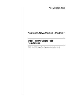 AS/NZS 3829: 08/05/1998 Wool – IWTO Staple Test Regulations
