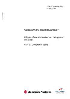 AS/NZS 60479.1: 10/03/2002 Effects of current on human beings and livestock, Part 1: General aspects