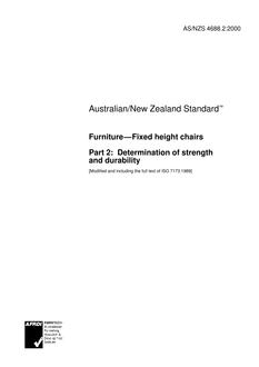 AS/NZS 4688.2: 02/15/2000 Furniture – Fixed height chairs, Part 2: Determination of strength and durability