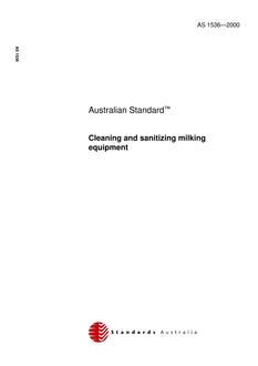 AS 1536: 01/01/2000 Cleaning and sanitizing milking equipment
