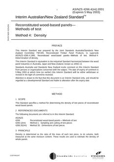 AS/NZS 4266.4(INT): 05/05/2001 Reconstituted wood-based panels – Methods of test, Method 4: Density