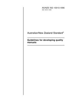 AS/NZS ISO 10013: 04/05/1996 Guidelines for developing quality manuals