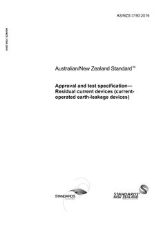 AS/NZS 3190: 05/10/2016 Approval and test specification – Residual current devices (current operated earth-leakage devices)
